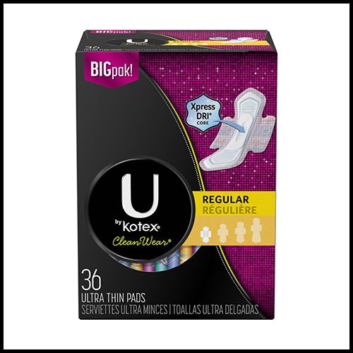 U Kotex Regular Ultra Thin W/Wings Pads 36 pk